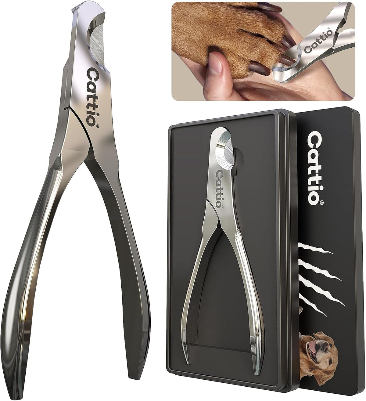 Dog Nail Clippers, All Steel Material, Built-in Spring - Glossy Pet Nail Clipper