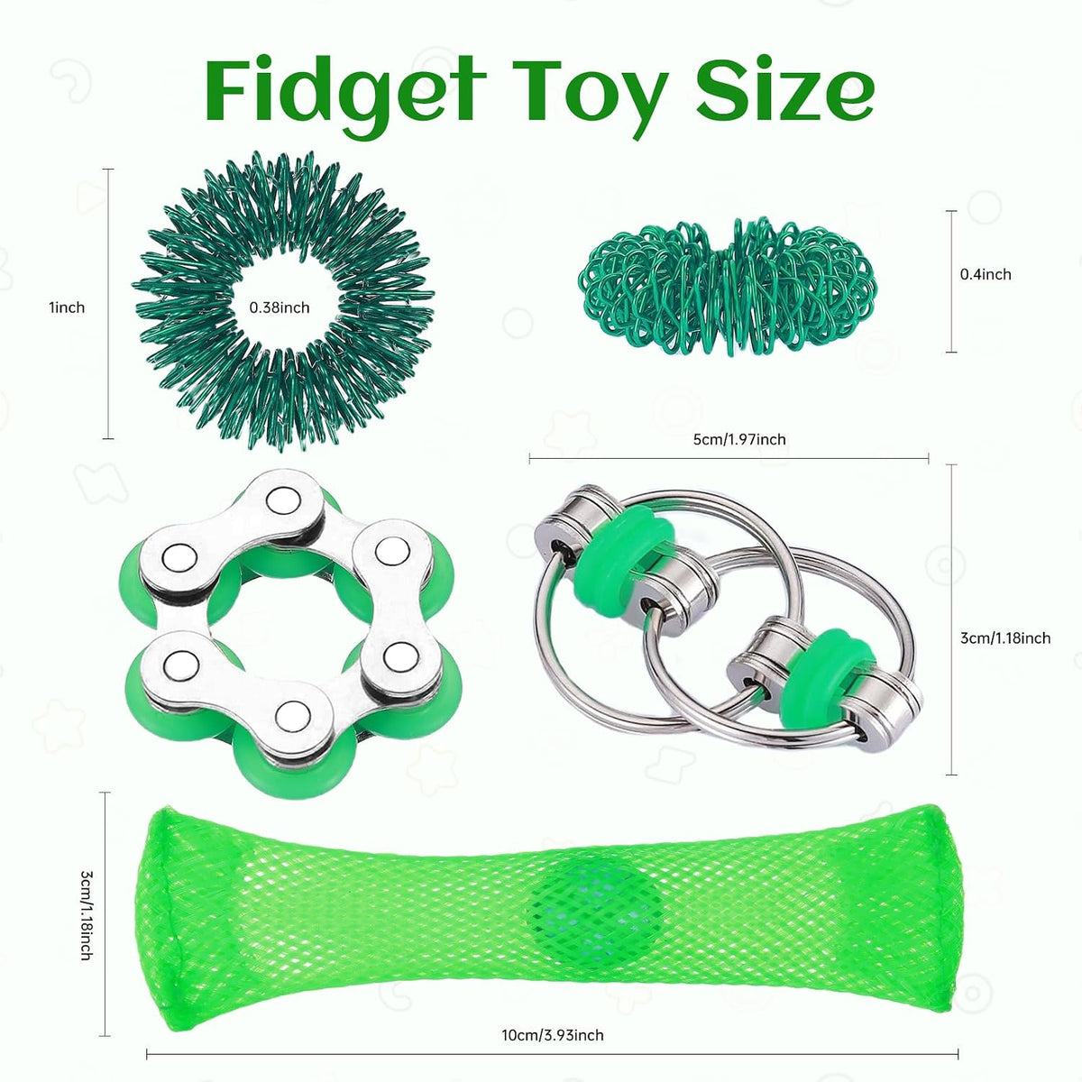 8Pcs Sensory Fidget Toys with Fidget Spinner - Green 8pcs - image 2