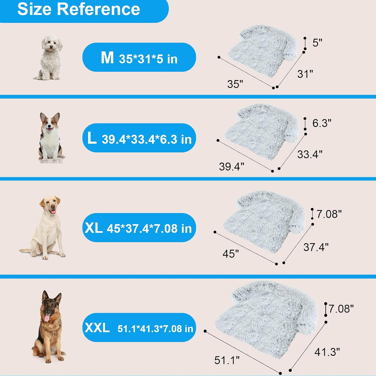 Luxurious Dog Couch Bed Protector for Dogs Pet Couch Cover Dog Sofa - Large(39"L*33.0"W*6.5"Th) - image 2