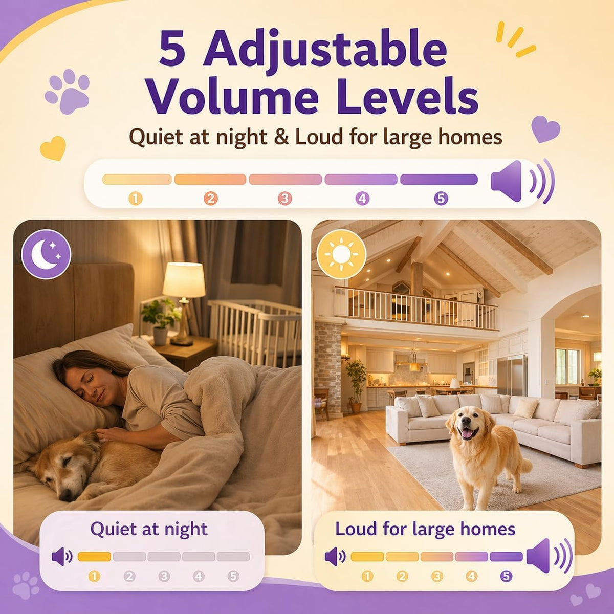 Dog Training Bells for Door - 2 Purple-yellow Button - image 4