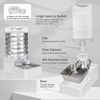 Automatic Pet Water Dispenser: 9L Gravity-Fed Stainless Steel Bowl - BPA-Free Large Capacity White Feeder for Dogs & Cats - Indoor/Outdoor Use