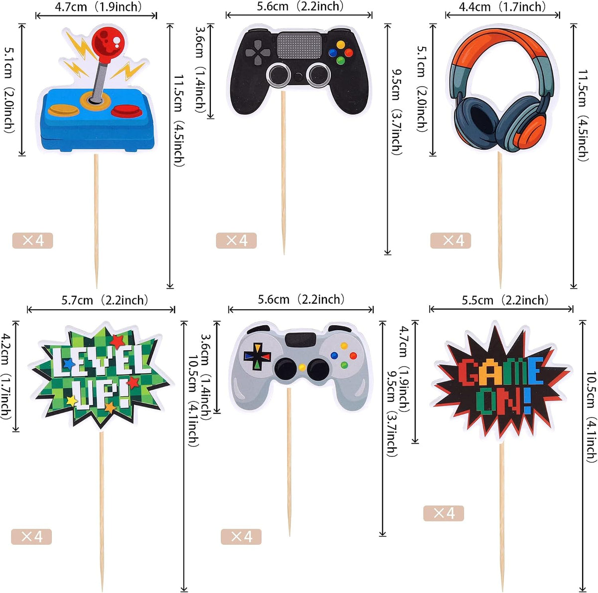 ZHUOWEISM 36 video game cupcake toppers with game controller designs - view 9