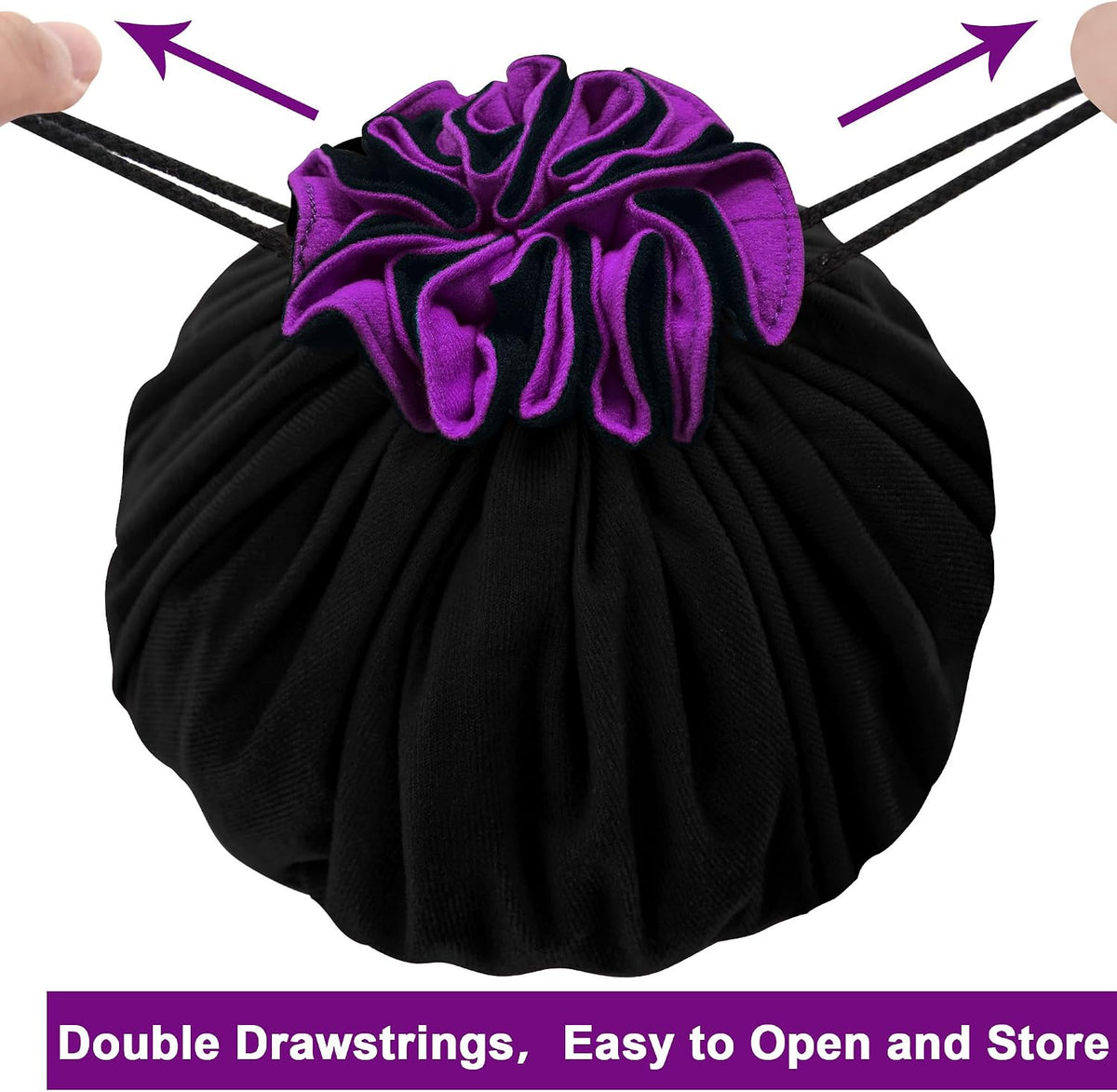 SIQUK Large Dice Bag with Pockets Big Capacity Dice Bag Drawstring - Black & Dark Violet - image 4