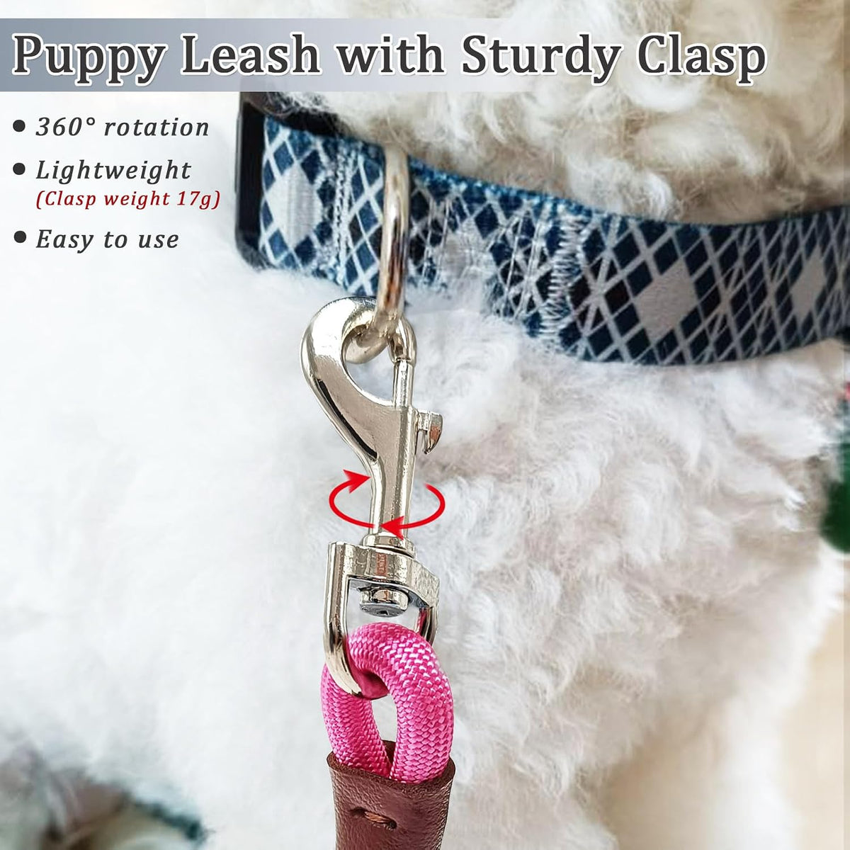 WYuZe 5ft Puppy Leash for Small Dogs Cats - Pink / 5 FT (3~18 lbs) - image 3
