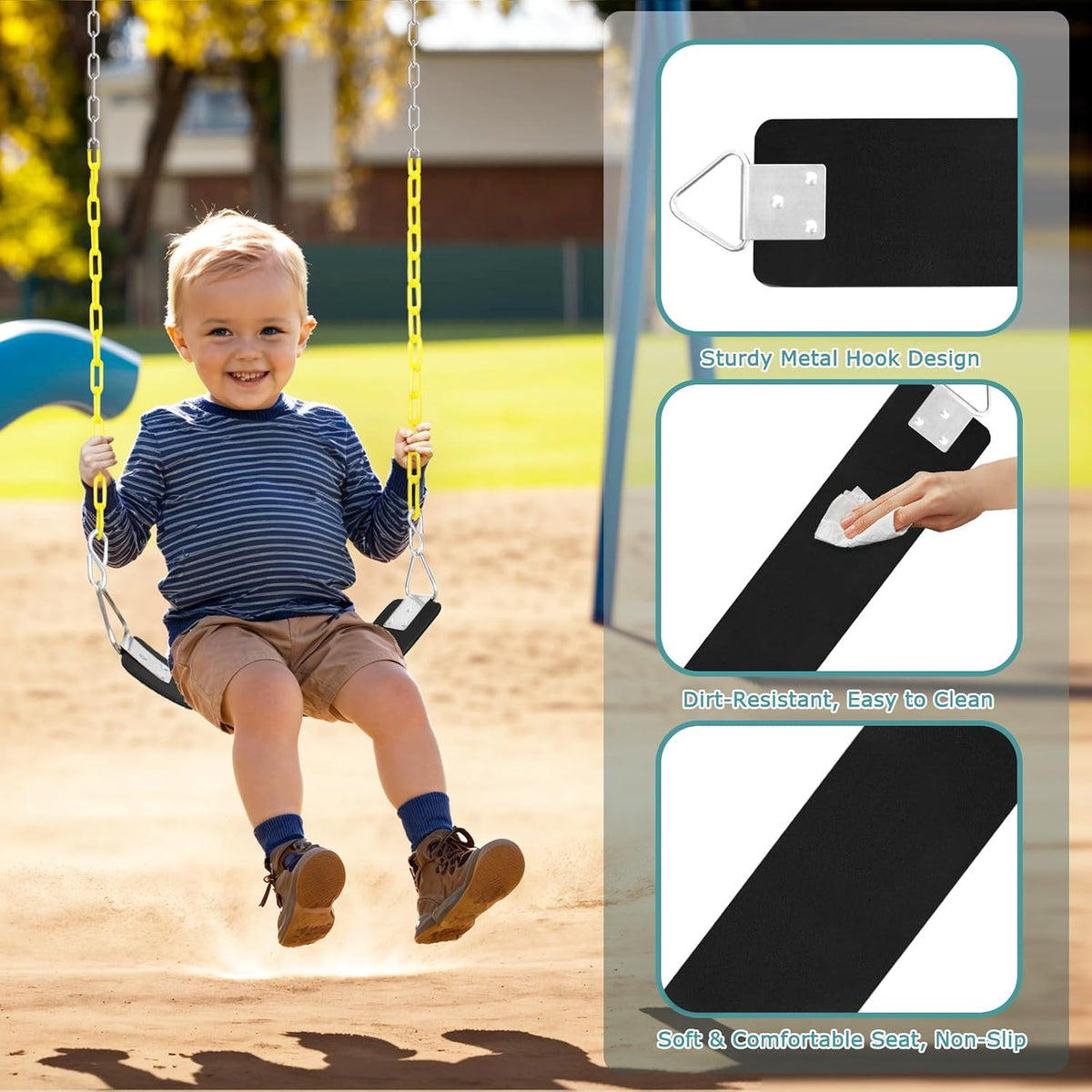 GAMKII swing seat 2 pack in black, U-shaped EVA boards with metal triangle rings - view 3