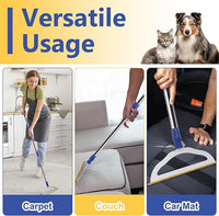 12”Wide Large Metal Carpet Rake Pet Hair Removal Broom, 54" Thicker Handle Low Pile Carpet Brush, Dog Cat Pet Hair Remover, Embedded Fur Pro Clean Removal Tool, Rug Couch Stair Scraper