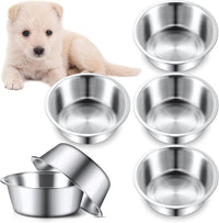 Yahenda 6 Pcs Stainless Steel Metal Dog Bowls Bulk Replacement Basic - 6.9 Inch