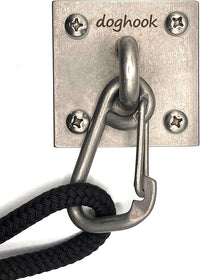 Canine Hitch- Secure Dog Leash Parking Indoor- Outdoor Wall Hook with EZ Clip - Tie Out Stainless Steel - Practical Lead Management for Home & Business