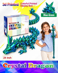 24 inch Large 3D Printed Dragon Glow in the Dark in Halloween – Fun for Kids & Family - Blue Green / 24 inch - image 3