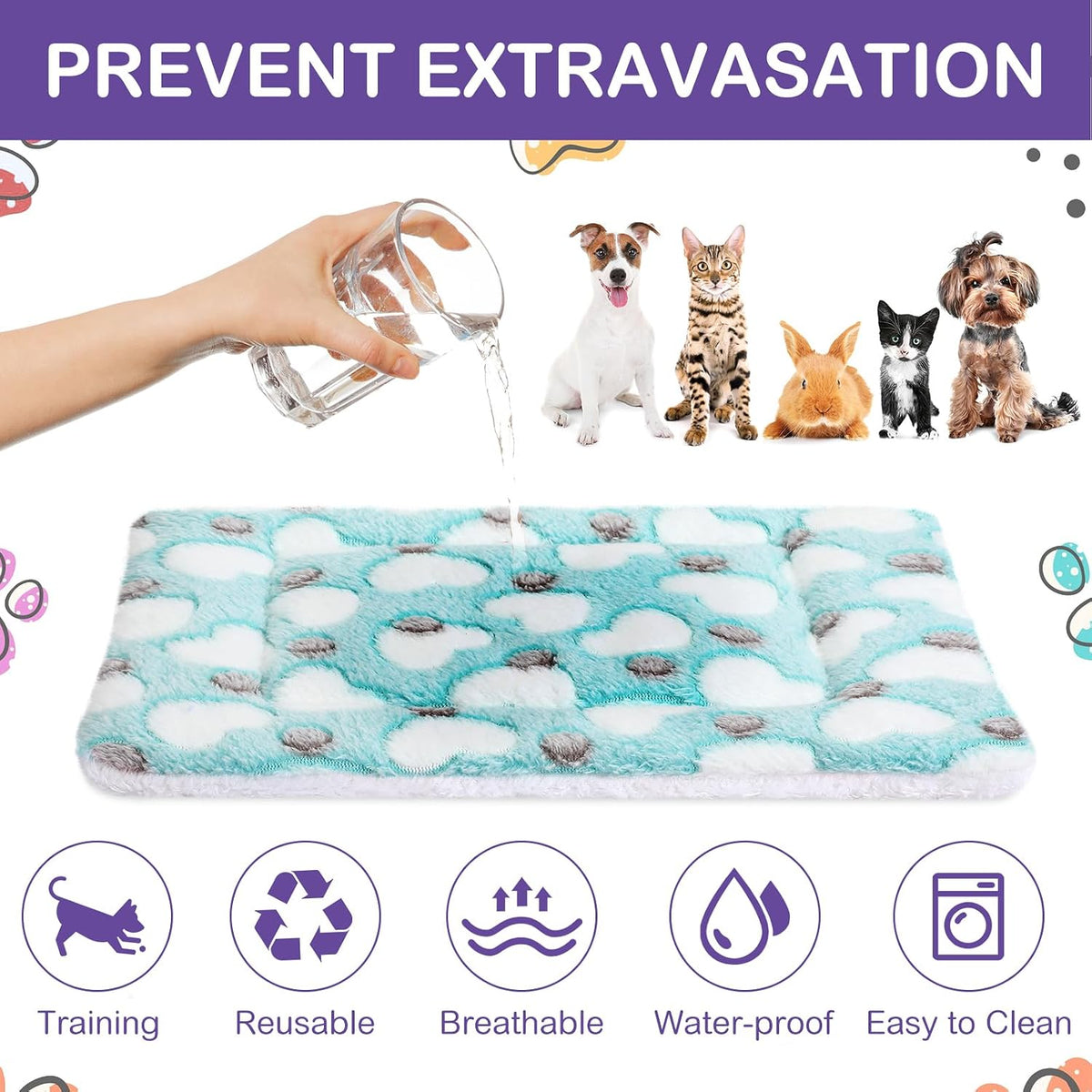 Haull 4 Pcs Waterproof Guinea Pig Bedding Mat, 13 x 10 - Hearts / 13 x 18.5 Inch - image 3