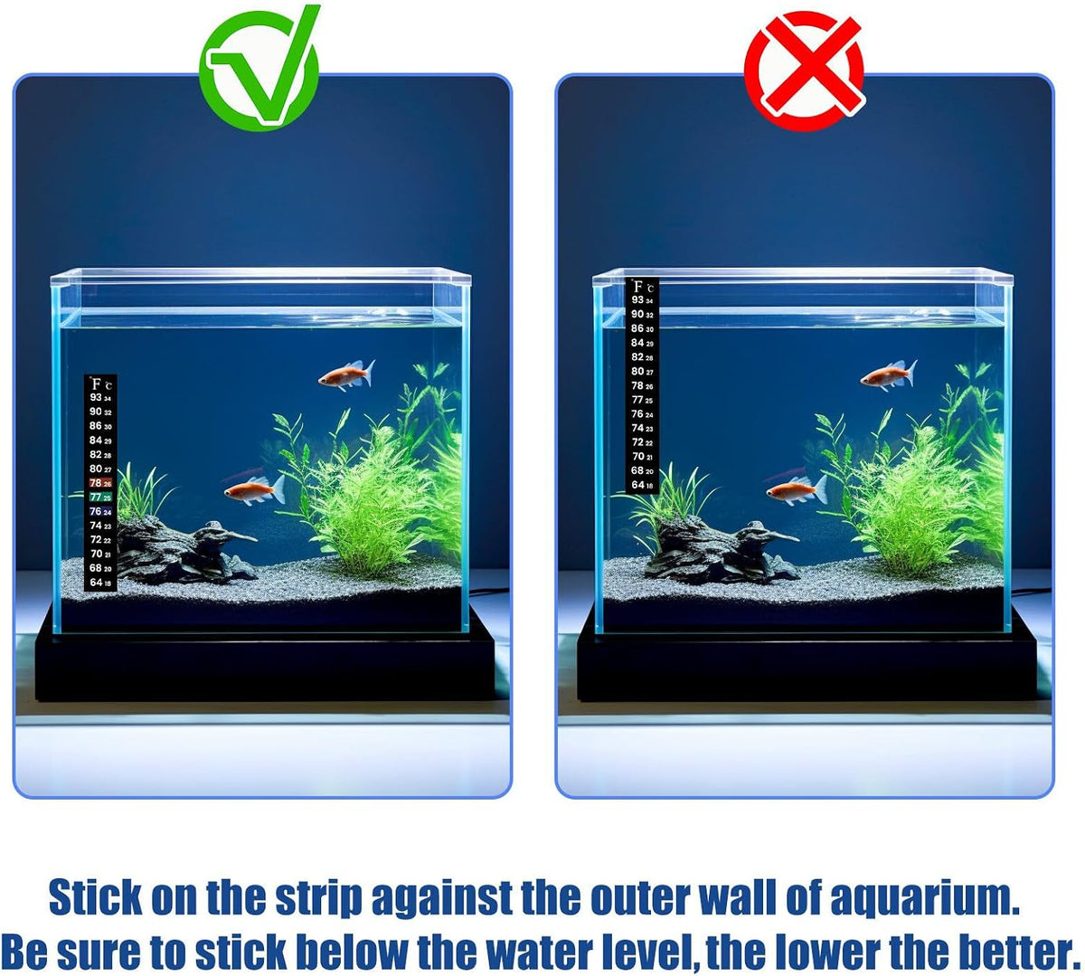 AQUANEAT 6 PCS Aquarium Thermometer Strips - 5.13" x 0.71" - image 4