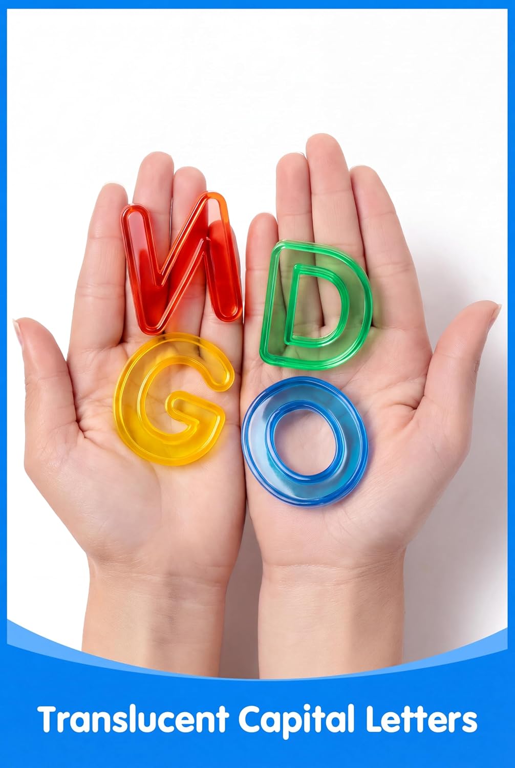 Odoorgames 78 translucent lowercase letters in 6 colors glowing on a light table - view 16
