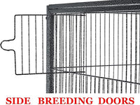 64" Extra Large Double Flight Bird Wrought Iron Double Cage Slide Out Center Divider Side Nesting Box Door Parrot Cage Cockatiel Conure with Removable Rolling Stand Storage Shelf