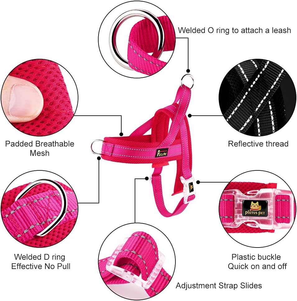 Plutus Pet No Pull Dog Harness with Front Clip - XL: chest 29.5"-39.4" / Pink - image 2