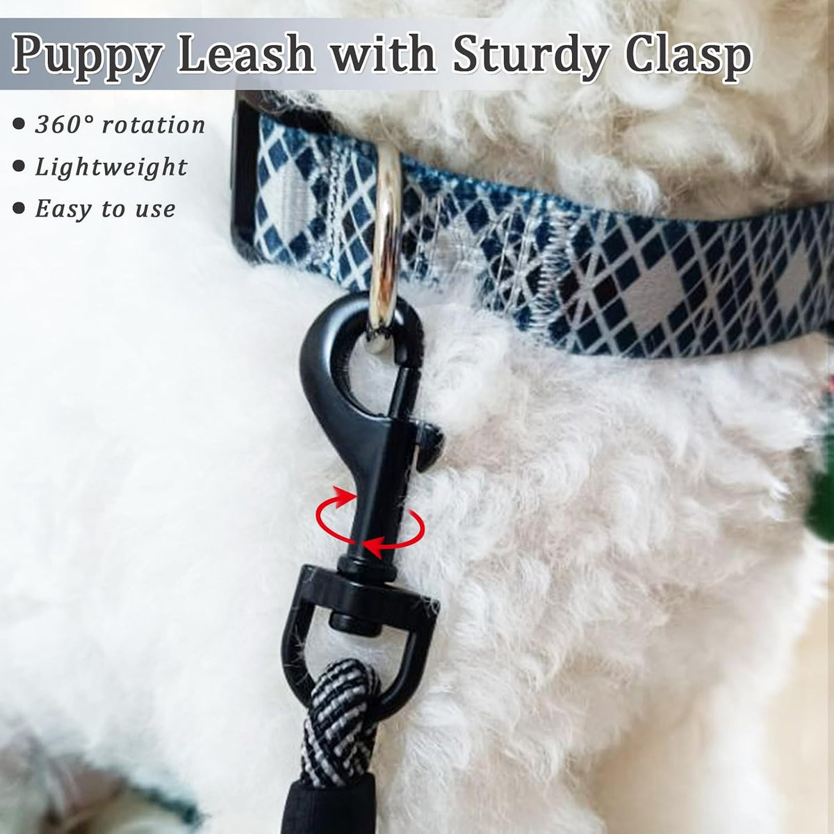 WYuZe 5ft Puppy Leash for Small Dogs Cats - Black Gray / 10 FT (3~26 lbs) - image 2