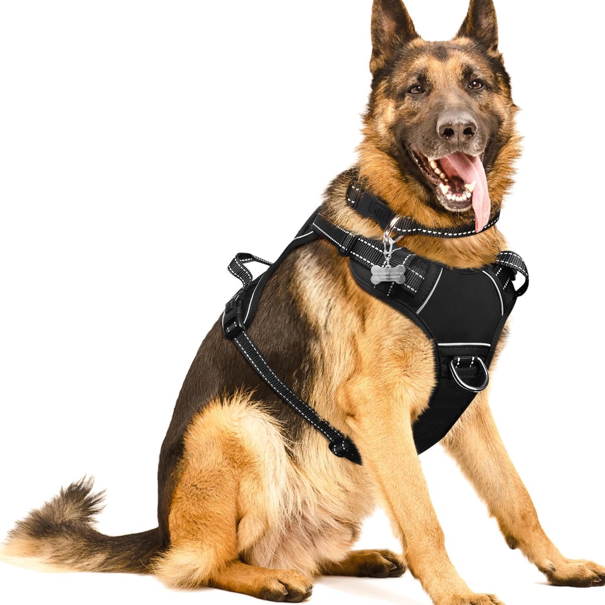 WINSEE Dog/Pet Harnesses No Pull with Dog Collar - X-Large / Black