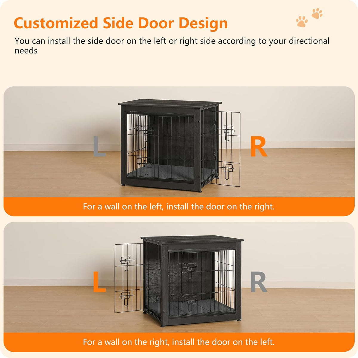 27" Dog Crate Furniture, Dog Kennel Indoor - Dark Gray / 27.2"L x 20.1"W x 23.6"H - image 3