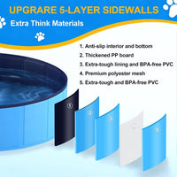 Foldable Dog Pool, Collapsible Dog Swimming Pool Hard Plastic Portable Pets Bath Tub for Dogs - XXL - 64" x 12" - image 2
