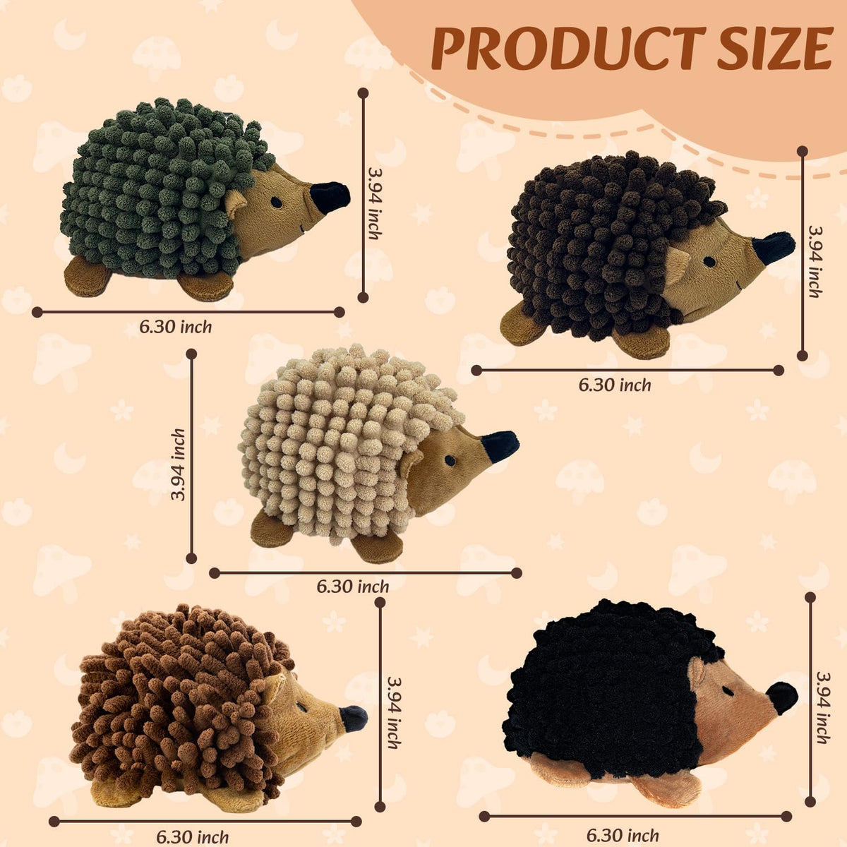 2-in-1 No-Stuffing Hedgehog Dog Toys 3 PCS - Hedgehog 5pack - image 4