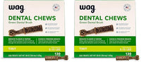 Amazon Brand - Wag Dental Dog Treats to Help Clean Teeth & Freshen Breath - Tiny, Unflavored, 2.25 pounds, 130 Count (Pack of 2)