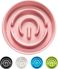 Ceramic Slow Feeder Dog Bowls - Pink / 8 Inches