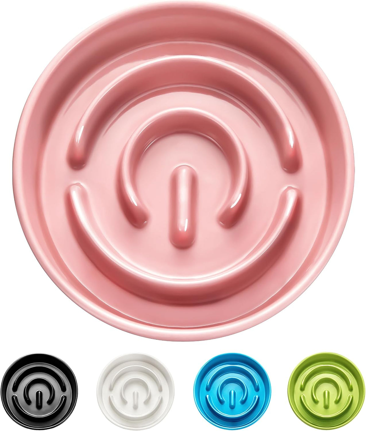 Ceramic Slow Feeder Dog Bowls - Pink / 8 Inches