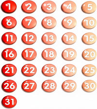 Tellegloww 1-31 magnetic calendar numbers in dark rainbow glass - view 5