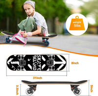 Skateboards with Colorful Flashing Wheels for Beginners, Kids - 4-Black and White - image 4