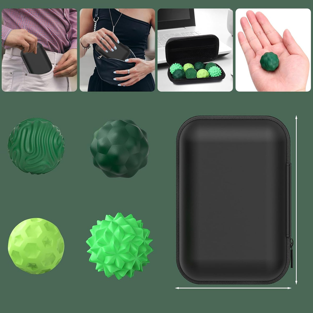 BUSOHA Silicone Magnetic Fidget Balls - Green+blue / 1.2 Inch - image 2