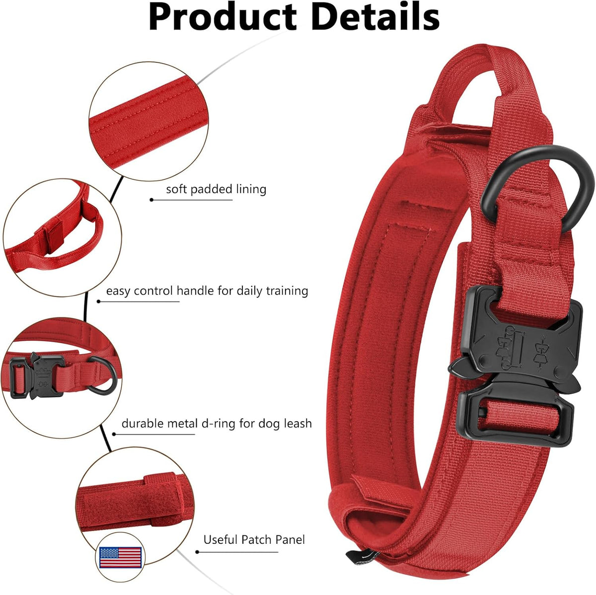 DAGANXI Tactical Dog Collar - Red-SET / L - image 3