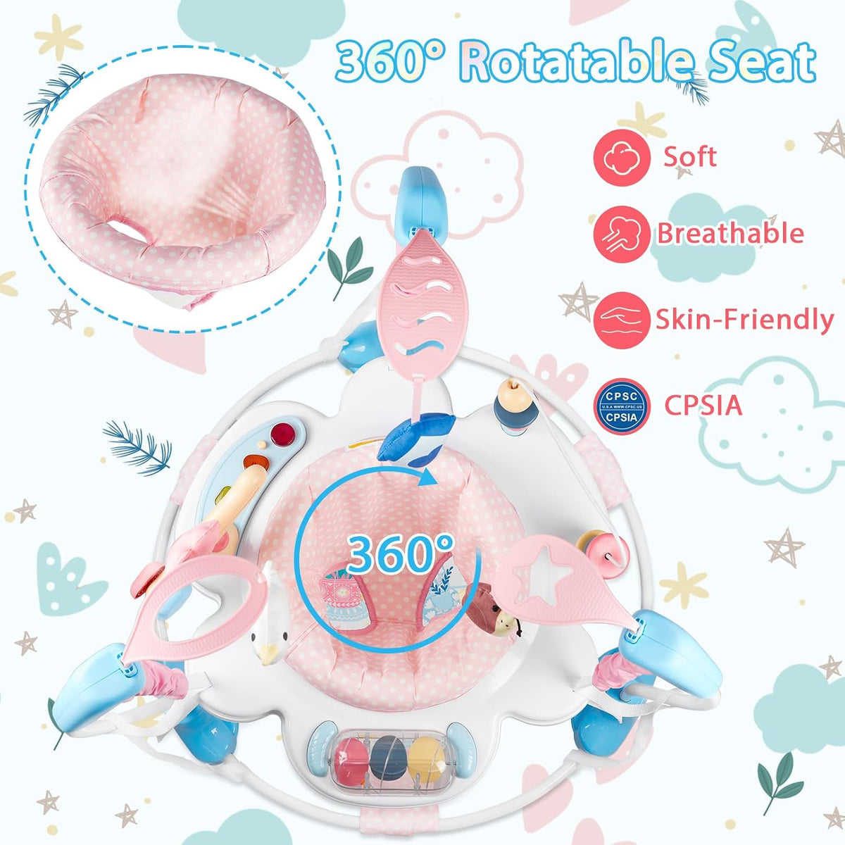 Otrolepota 3-in-1 baby activity center jumper with toys and rotating seat - view 11
