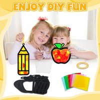 QOUBAI 32 Sets Halloween Bats Suncatchers Craft Kit DIY Window - Apple+Pencil - image 4