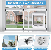 Sliding Cat Door for Window, Fits 32"-37" Width Window - White / Fit Window: 22"-28.5" Width - image 3