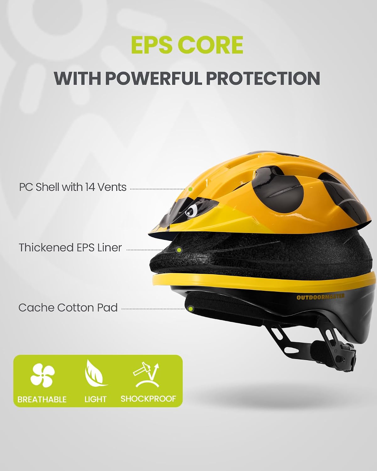 OutdoorMaster Toddler Helmet - Ladybug Yellow / Small: 18.9-20.47 in. / 48-52 cm - image 3