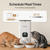 VOLUAS Automatic Cat Feeder for Two Cats with Dual Stainless Bowls - White Opaque / 6L - image 2