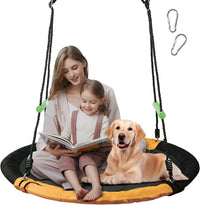TBMLC 24 Inch Diameter Round Black Saucer Swing/Tree Swing Armrest - 40 inch diameter / Black+orange