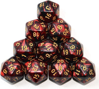 SmartDealsPro 10-Pack 20 Sided Dice D20 Polyhedral Dice for DND RPG - Black-red - image 2