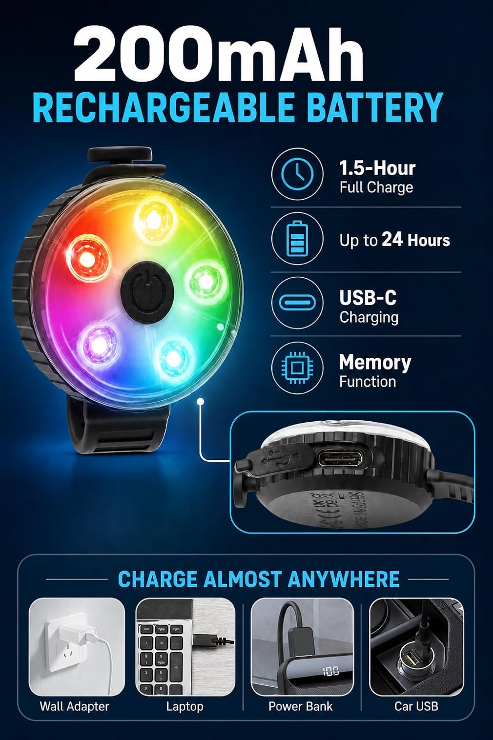 2-Pack Dog Collar Light with Memory Function, 8 Modes - 3 - image 2