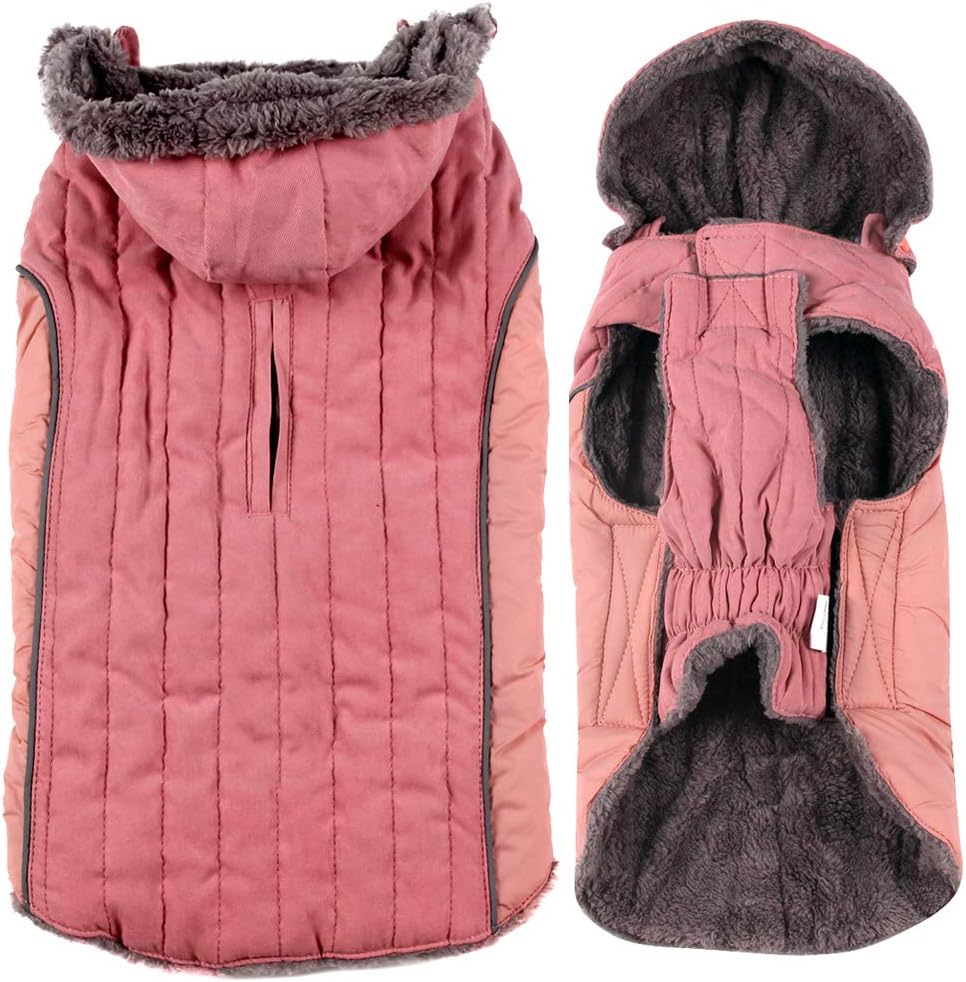 Warm Fleece Dog Hoodie for Small Dogs, Winter Puppy Coats - Pink / XXX-Large