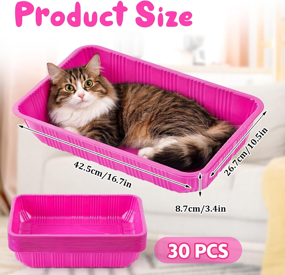 Tessco for you 30 Pack Disposable Litter Boxes for Cats - Rose Red - image 2