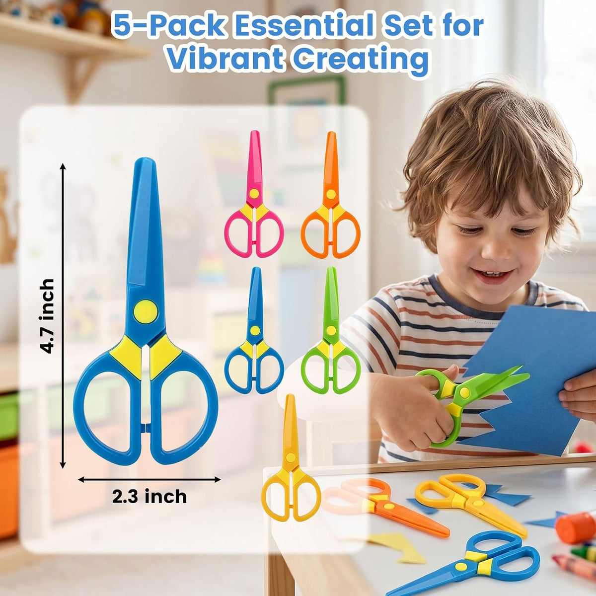 LovesTown 5 Pack Toddler Safety Scissors, Blunt Tip - image 2