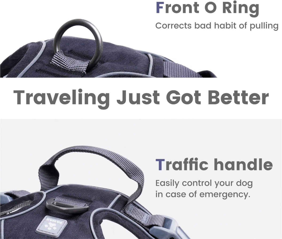 Pawaii No Pull Dog Harness with Pet ID Tag, Reflective Vest – Essentials for Dogs - L (Chest: 27"-32" ) / Davy's Gray - image 3