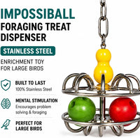 Bird Toys for Large Birds Stainless Steel Bird Toy with Traveling - Impossi-Ball - image 2