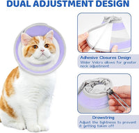 Breathable Air Mesh Cat Cone Collar Soft to Stop Licking, Adjustable, Foldable Lightweight Kitten Cones After Surgery Recovery for Cats & Kittens (Light Purple,M)