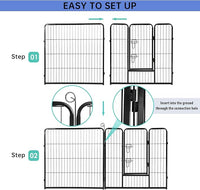 BestPet Dog Playpen Indoor 32 inch 24 Panels Metal Dog Pen Pet Dog Fence Outdoor Exercise Pen with Doors,Pet Puppy Playpen for RV Camping Yard, Black