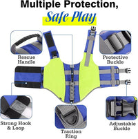 Pawaboo Dog Life Jacket - Reflective Safety Vest with Strong Buoyancy & Rescue Handle, Ripstop Dog Lifesaver for Swimming, Boating - Bright Yellow, S
