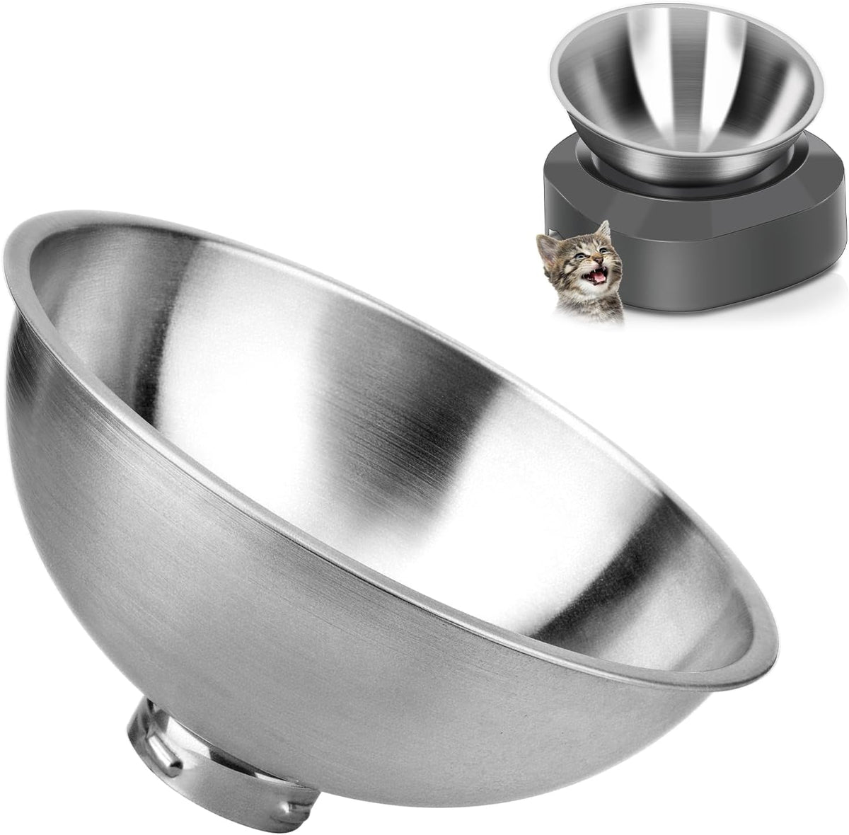 AYADA Raised Cat Food Bowl Stainless Steel 15 Degree Tilt – Essentials for Cats - Replacement