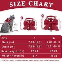 Tensho Pink Bow Cat Harness and Leash Set, Escape Proof - Red Bow / S - image 4