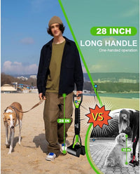 SZHLUX 28" Pooper Scooper, Foldable Dog Pooper Scooper with Unbreakable Material and Durable Spring for Grass and Gravel, Green