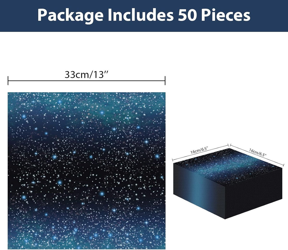 Party Greeting 50 galaxy space starry paper party napkins with a bright starry pattern - view 6